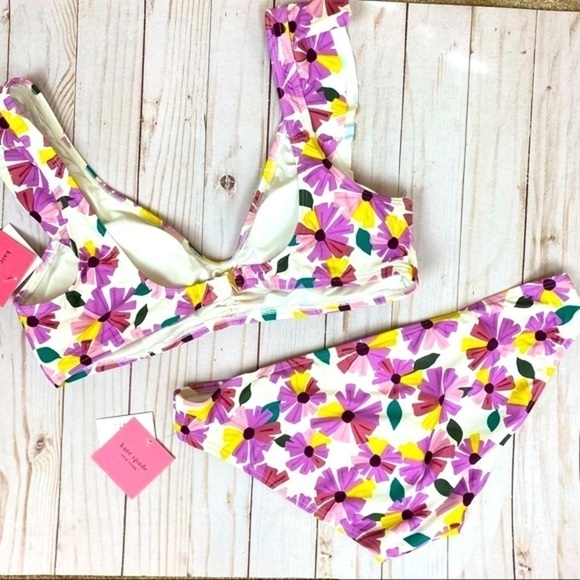 Kate Spade Floral Ruffle Bikini Set Size Large - Picture 8 of 13